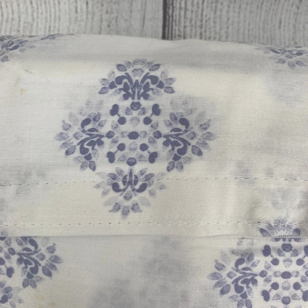 Rachel Ashwell Sheet Set King White Purple Damask Medallion 100% Cotton Floral